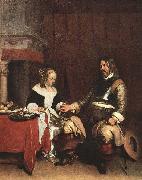 Man Offering a Woman Coins